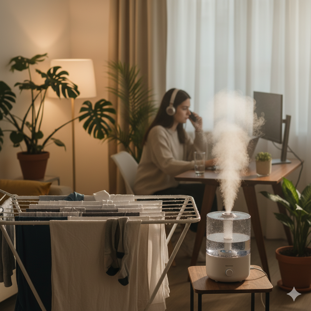 室内干しと加湿器